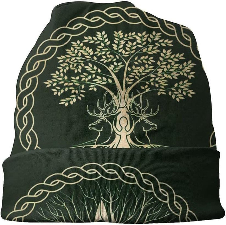 WorldNorse Beanie mit Baum des Lebens und Hirsch