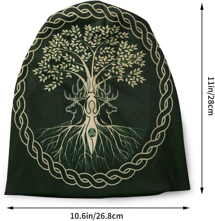WorldNorse Beanie mit Baum des Lebens und Hirsch