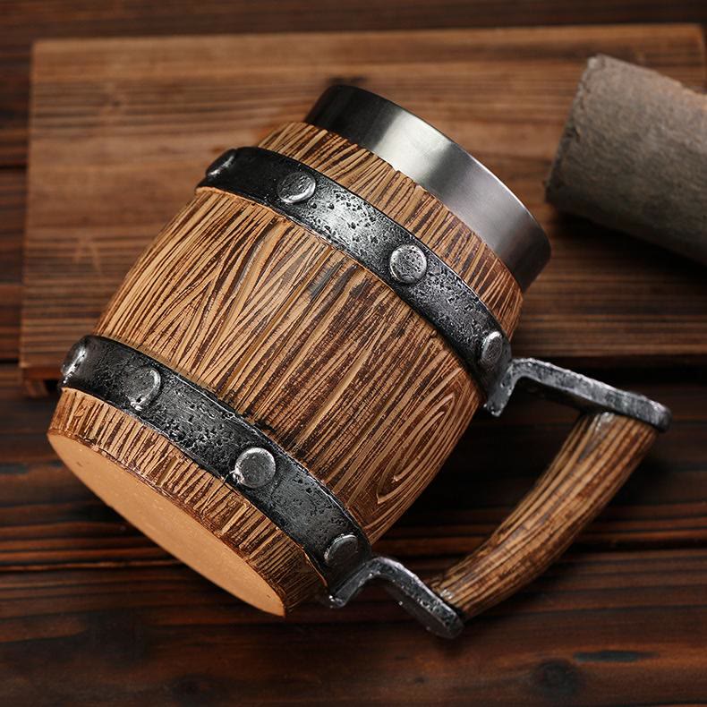 WorldNorse Bierkrug aus Kunstharz und Holz