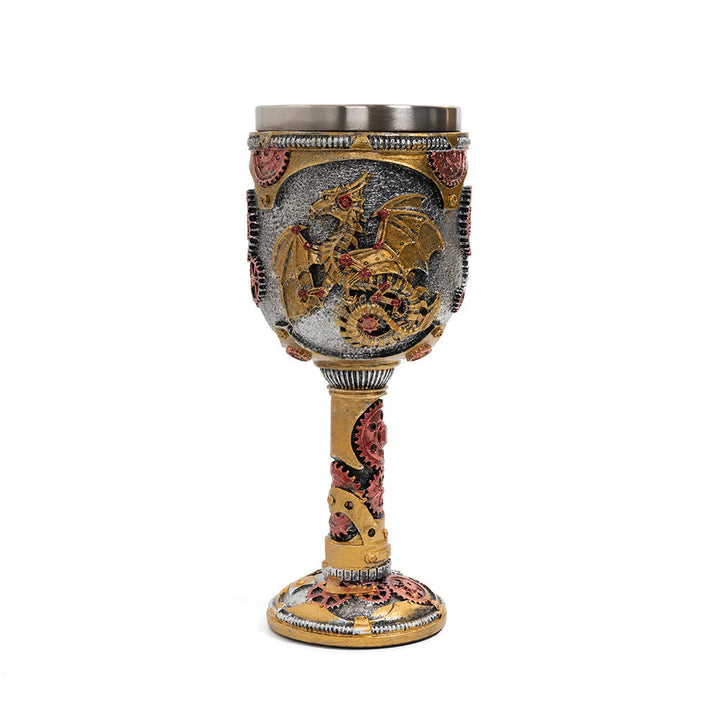 WorldNorse Steampunk Drachenstatue Kelch