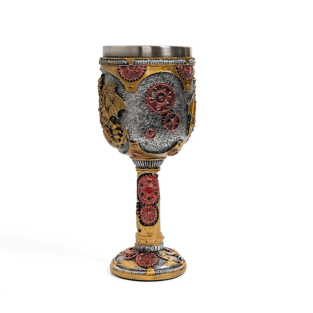 WorldNorse Steampunk Drachenstatue Kelch