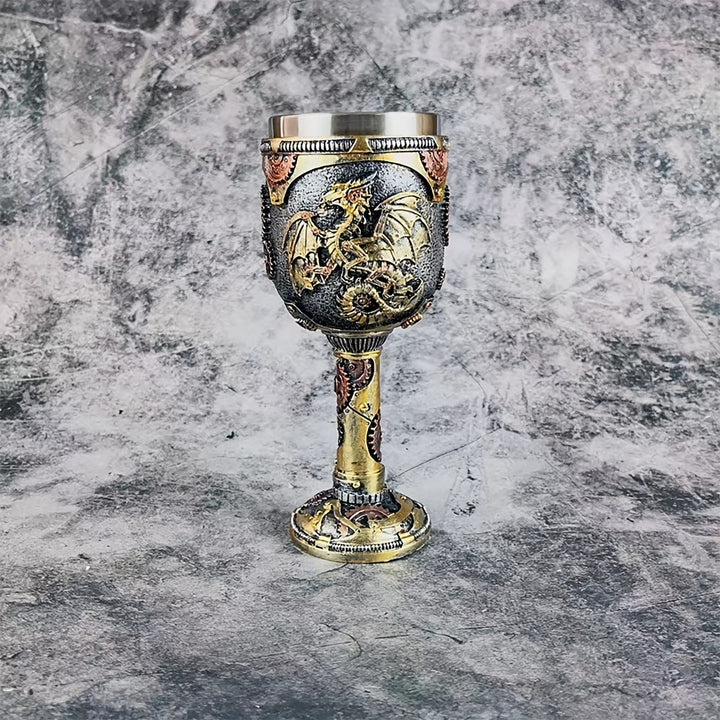WorldNorse Steampunk Drachenstatue Kelch