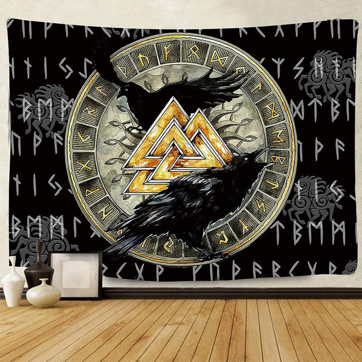 WeltNordischer Wikinger Valknut Raven Wandbehang