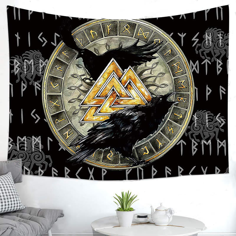 WeltNordischer Wikinger Valknut Raven Wandbehang