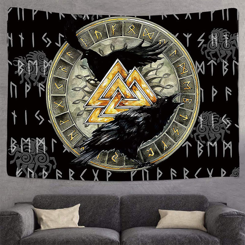 WeltNordischer Wikinger Valknut Raven Wandbehang