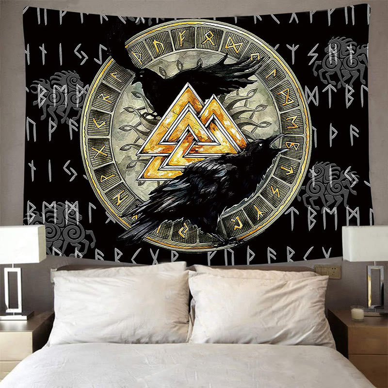 WeltNordischer Wikinger Valknut Raven Wandbehang