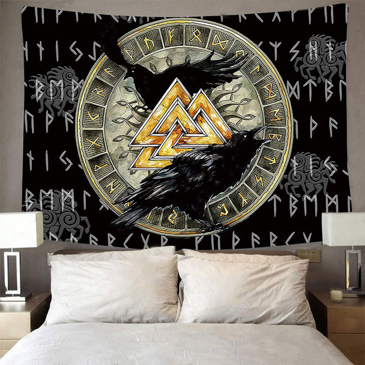 WeltNordischer Wikinger Valknut Raven Wandbehang