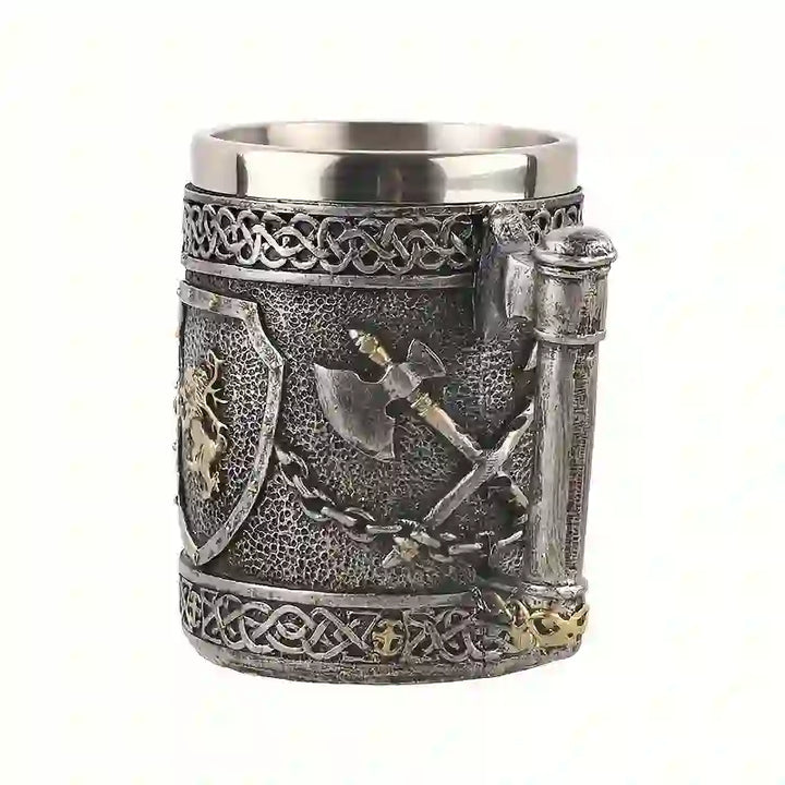 WorldNorse Mittelalter Wikinger Axt Löwe Tasse