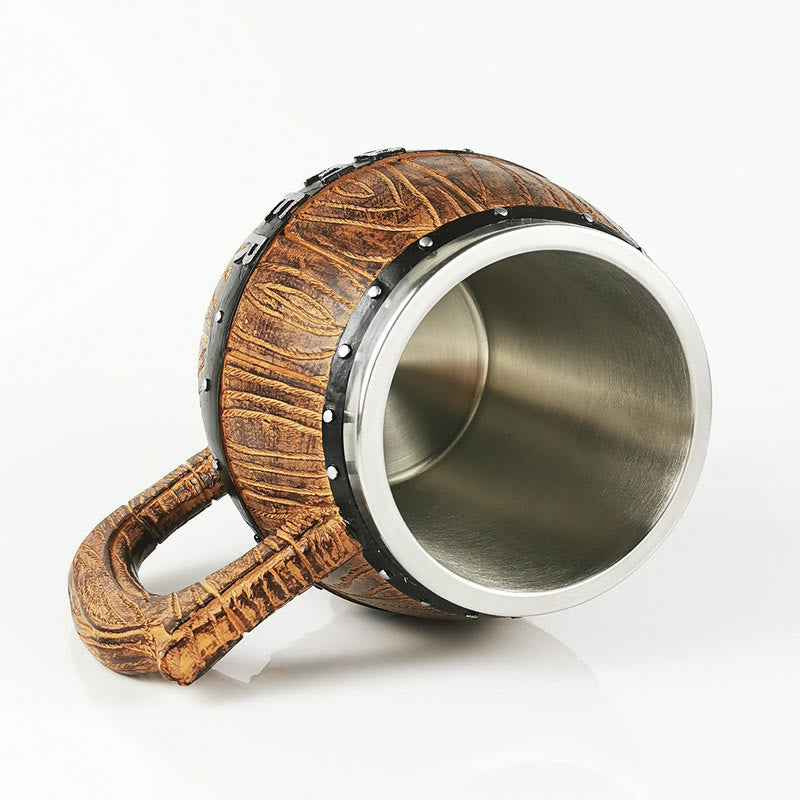 WorldNorse Vintage Wikinger-Bierkrug aus Holzfass