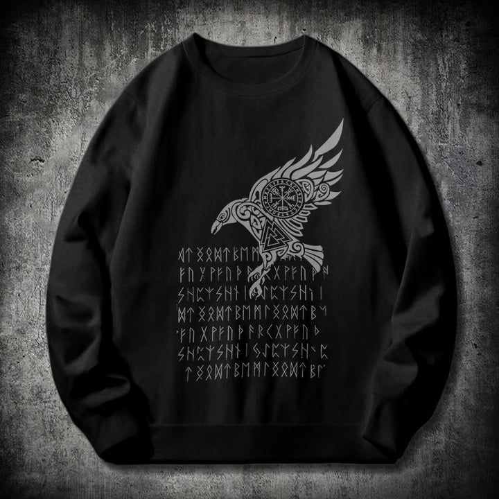 WorldNorse Raven mit Vegvisir Runen Valknut Sweatshirt - Schwarz - 2XL - image 0