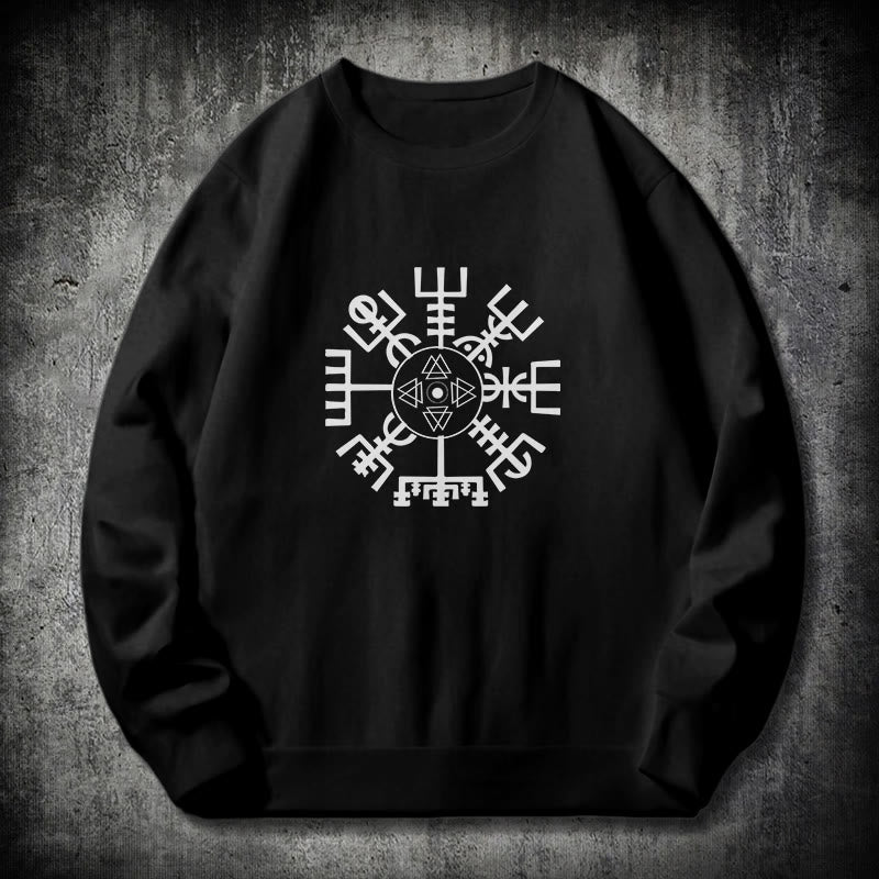 WorldNorse Wikinger Vegvisir mit Valknut Sweatshirt - Schwarz - 2XL - image 0