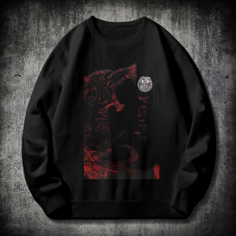WorldNorse Wikinger Wolf Fenrir Blut Sweatshirt - Schwarz - 2XL - image 0