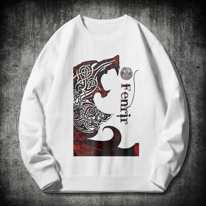WorldNorse Wikinger Wolf Fenrir Blut Sweatshirt - Weiß - 2XL - image 10