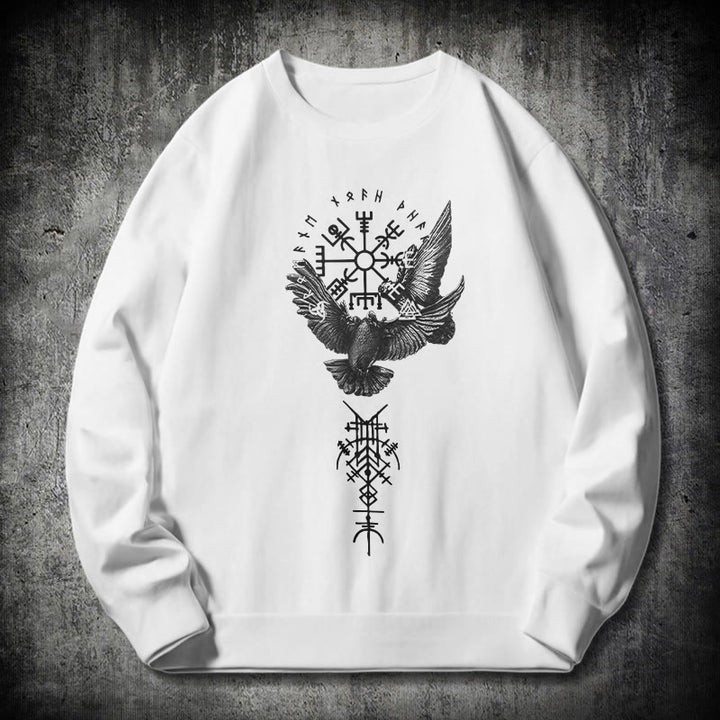 WorldNorse Wikinger Vögel Runen Vegvisir Totem Sweatshirt - Weiß - 2XL - image 10
