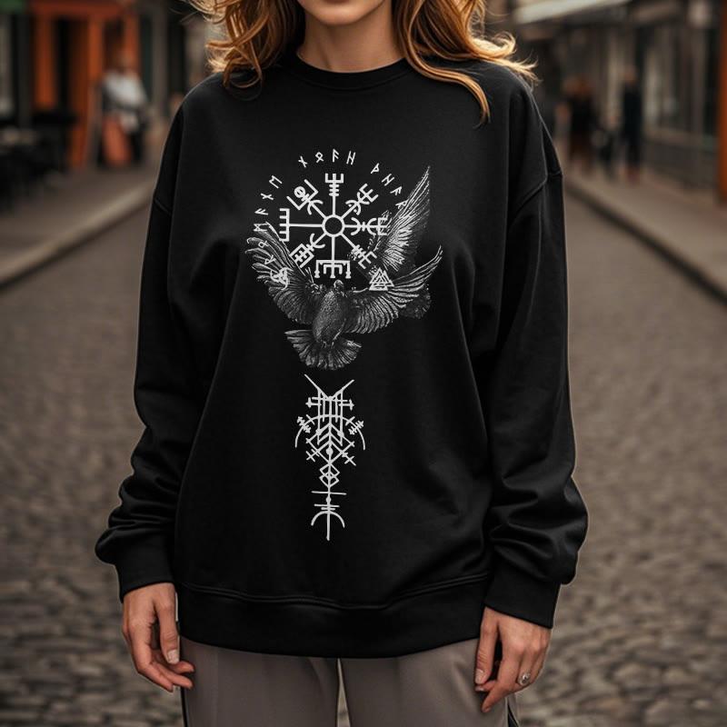 WorldNorse Wikinger Vögel Runen Vegvisir Totem Sweatshirt - image 9