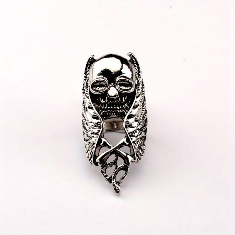 WorldNorse Punk Totenkopf Feder Rock Ring
