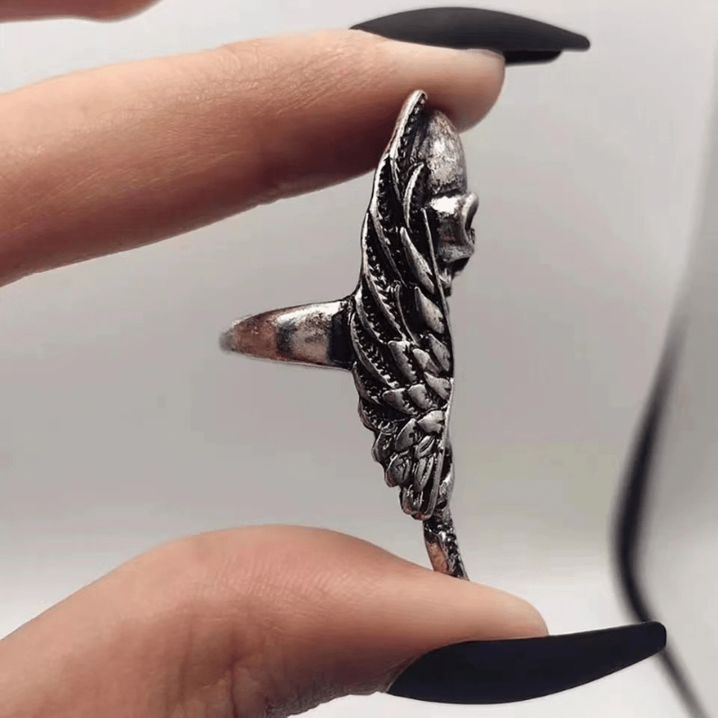 WorldNorse Punk Totenkopf Feder Rock Ring