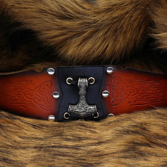 WorldNorse Mjölnir Leder-Manschettenarmband