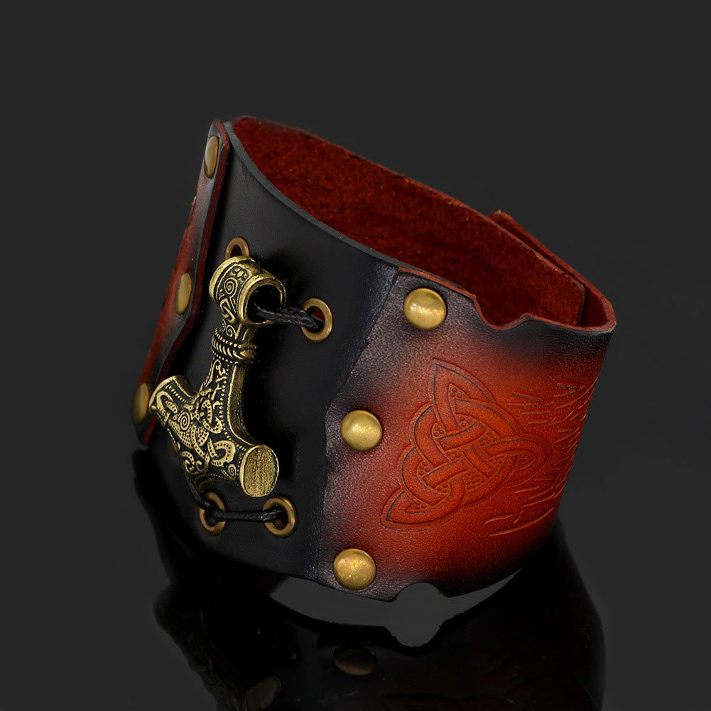WorldNorse Mjölnir Leder-Manschettenarmband