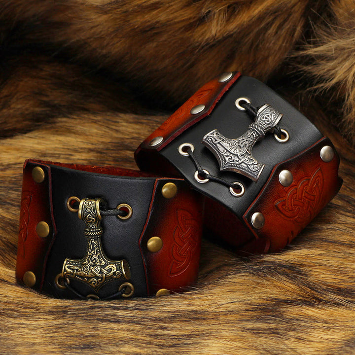 WorldNorse Mjölnir Leder-Manschettenarmband