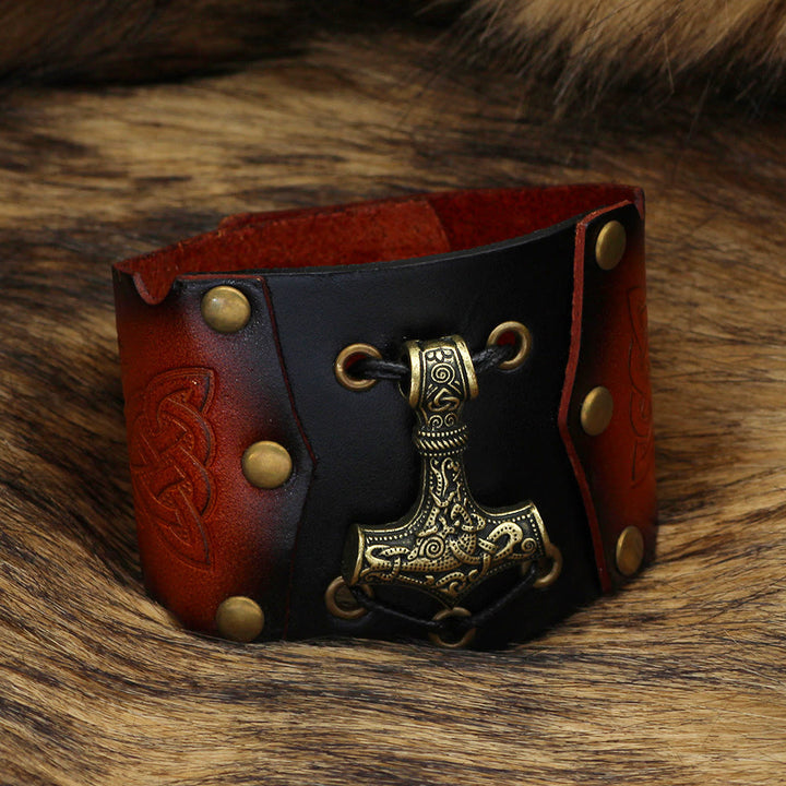 WorldNorse Mjölnir Leder-Manschettenarmband
