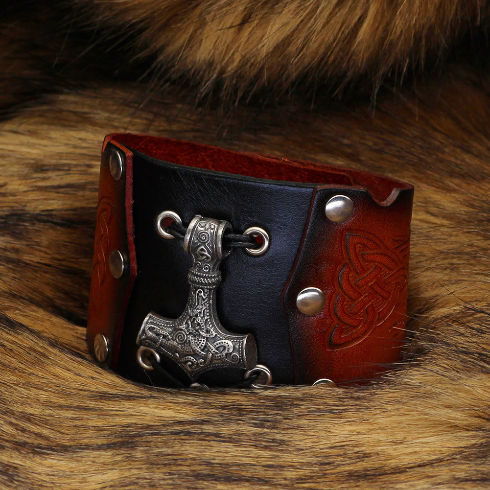WorldNorse Mjölnir Leder-Manschettenarmband