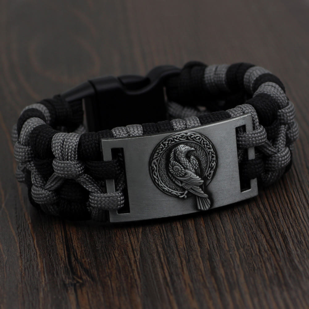 WorldNorse Geflochtenes Raven -Paracord-Armband
