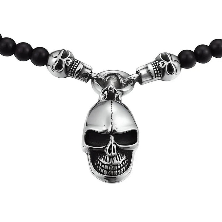 WorldNorse Totenkopf-Halskette aus Glasperlen