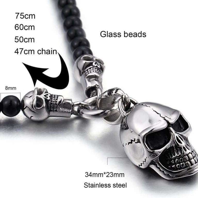 WorldNorse Totenkopf-Halskette aus Glasperlen