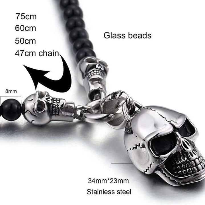 WorldNorse Totenkopf-Halskette aus Glasperlen