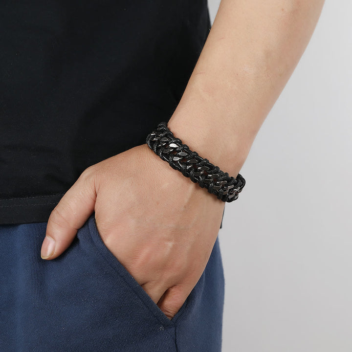 WorldNorse – Geflochtenes Lederarmband mit Kette