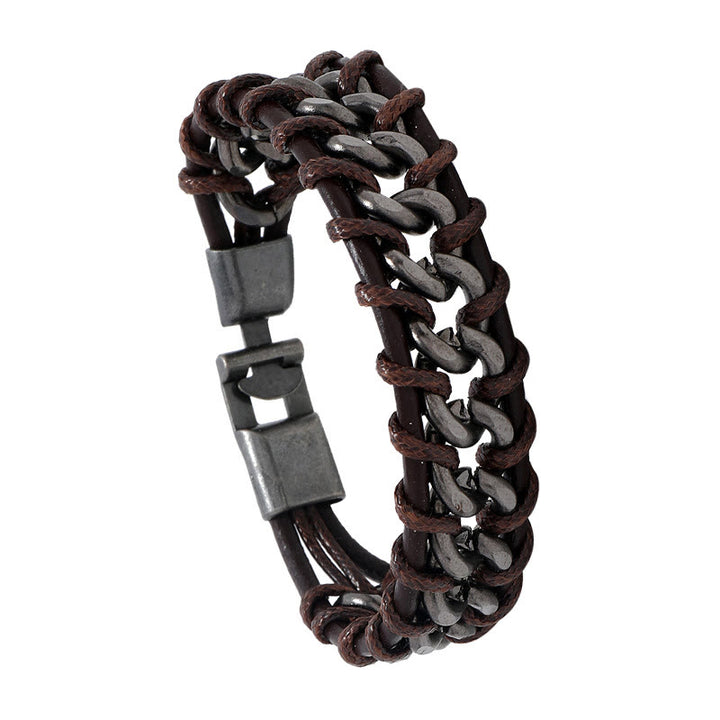 WorldNorse – Geflochtenes Lederarmband mit Kette