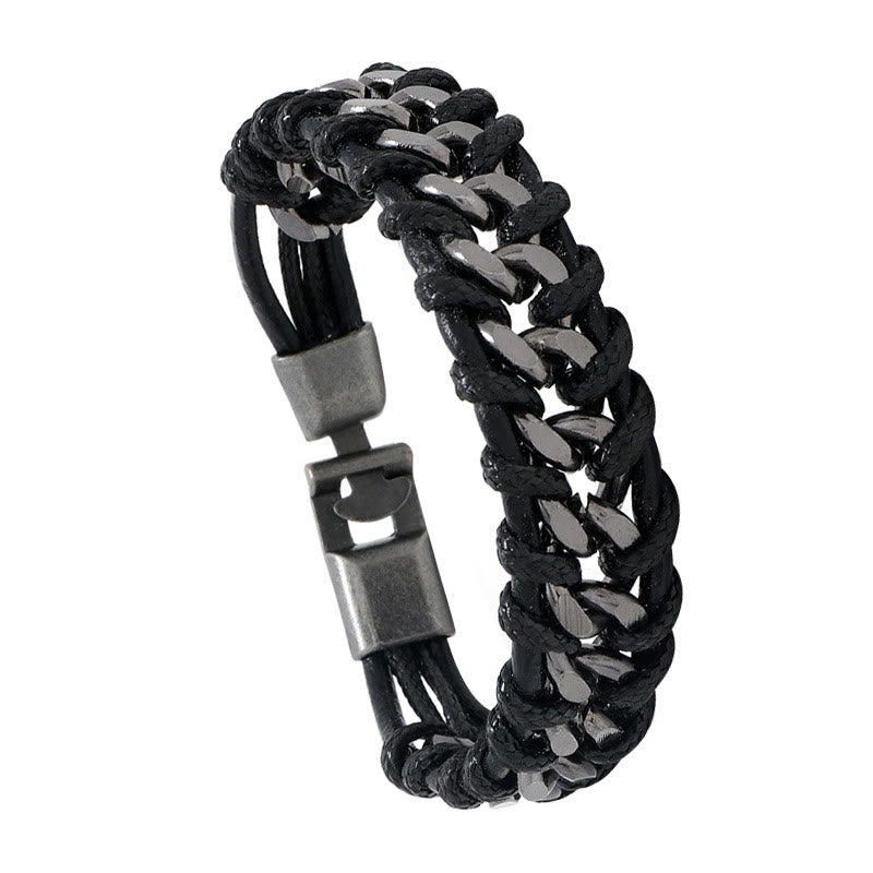 WorldNorse – Geflochtenes Lederarmband mit Kette