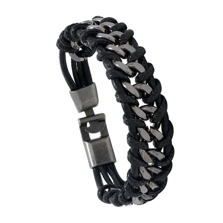 WorldNorse – Geflochtenes Lederarmband mit Kette
