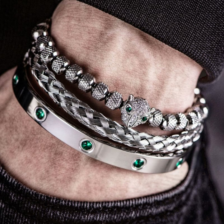 WorldNorse Armbandset mit grünem Zirkonia