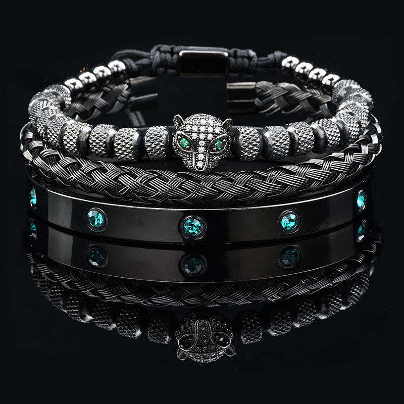WorldNorse Armbandset mit grünem Zirkonia