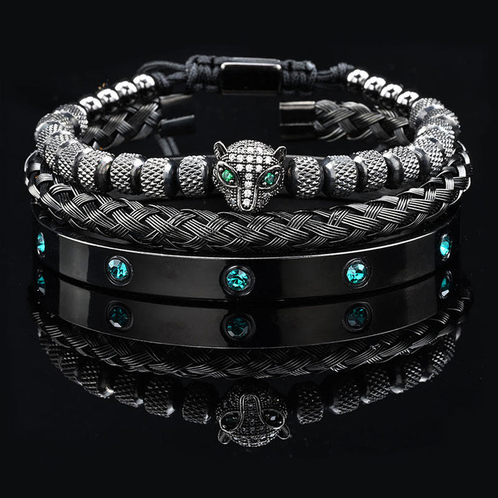 WorldNorse Armbandset mit grünem Zirkonia