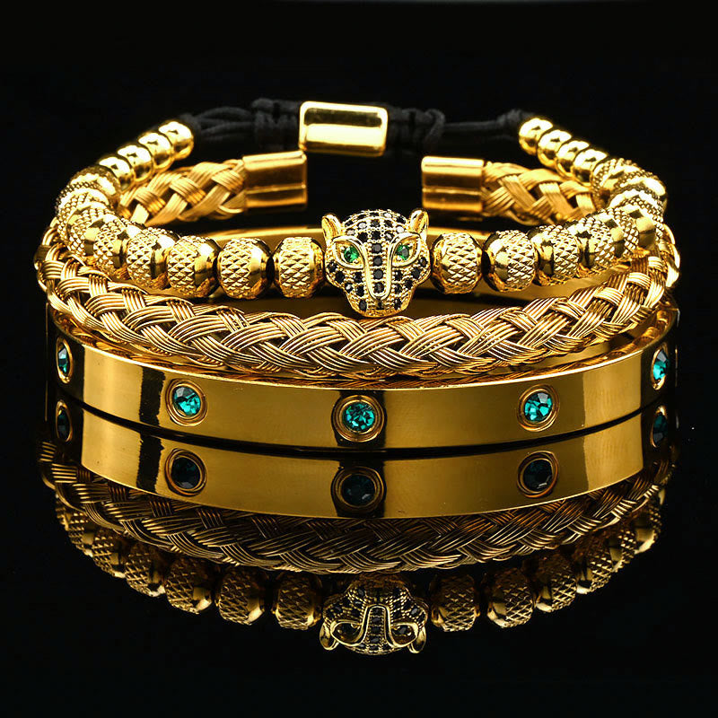 WorldNorse Armbandset mit grünem Zirkonia