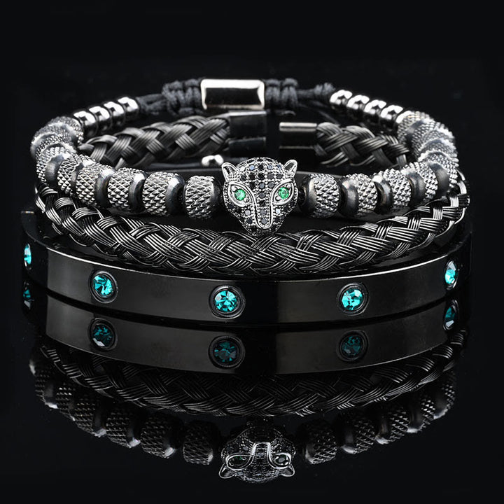 WorldNorse Armbandset mit grünem Zirkonia