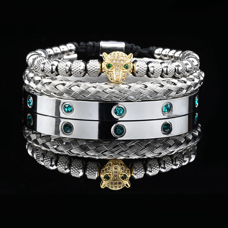 WorldNorse Armbandset mit grünem Zirkonia