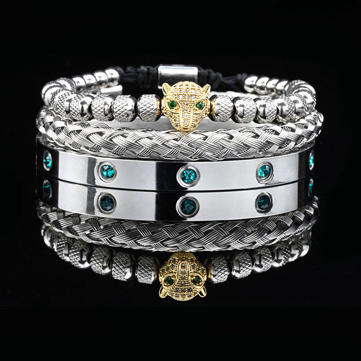 WorldNorse Armbandset mit grünem Zirkonia