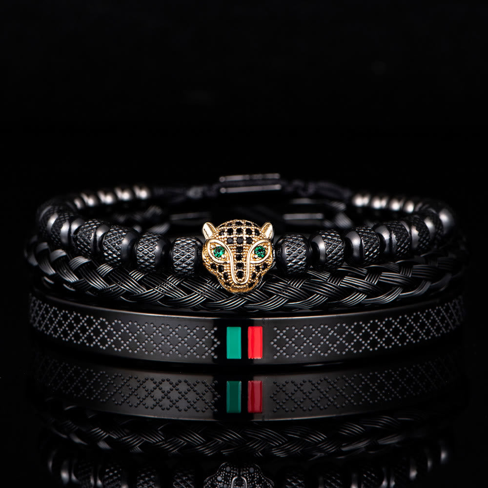 WorldNorse Pantherkopf-Armbandset