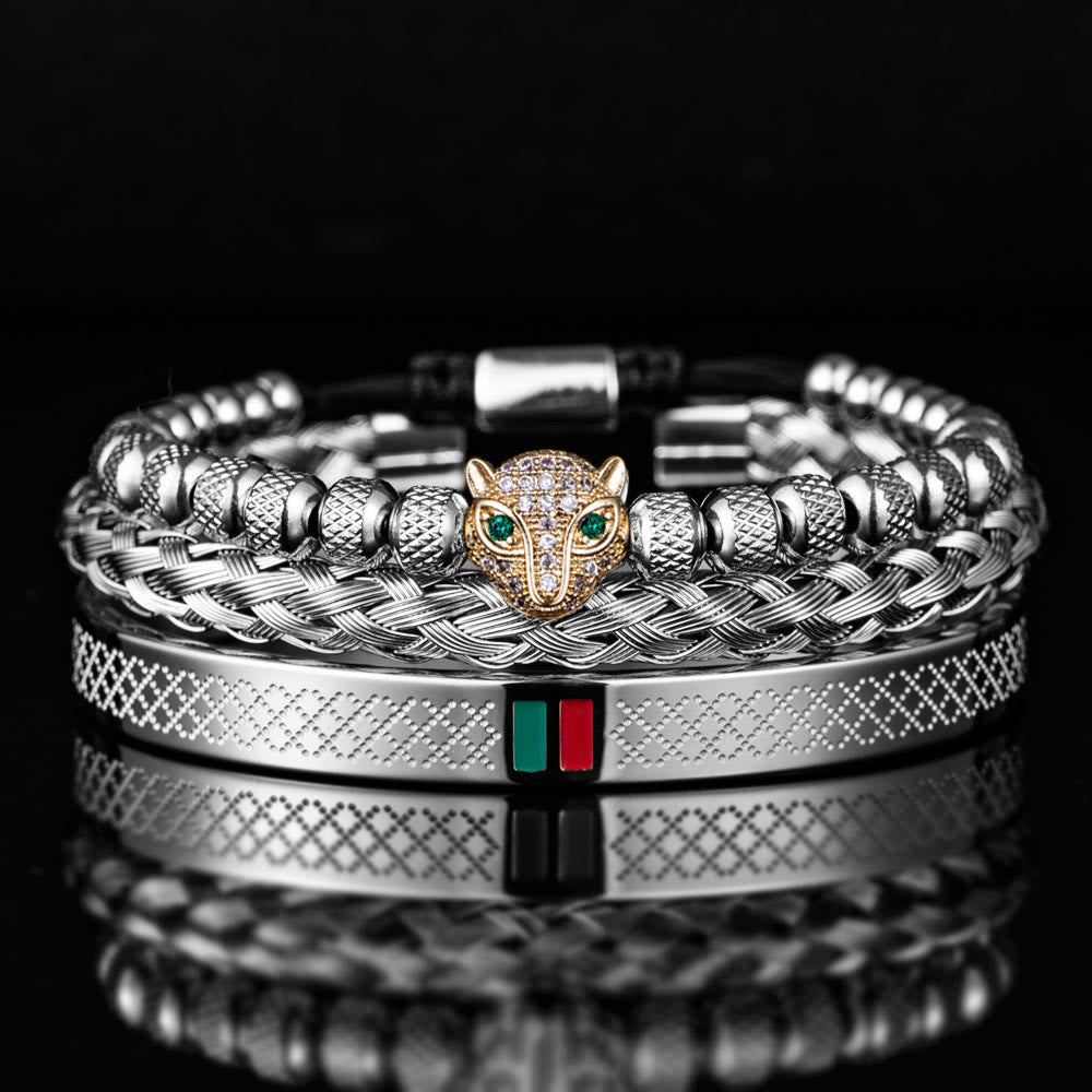 WorldNorse Pantherkopf-Armbandset
