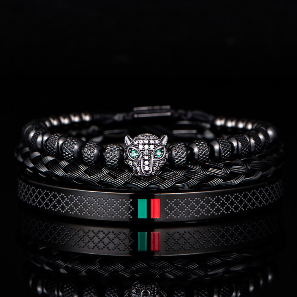 WorldNorse Pantherkopf-Armbandset