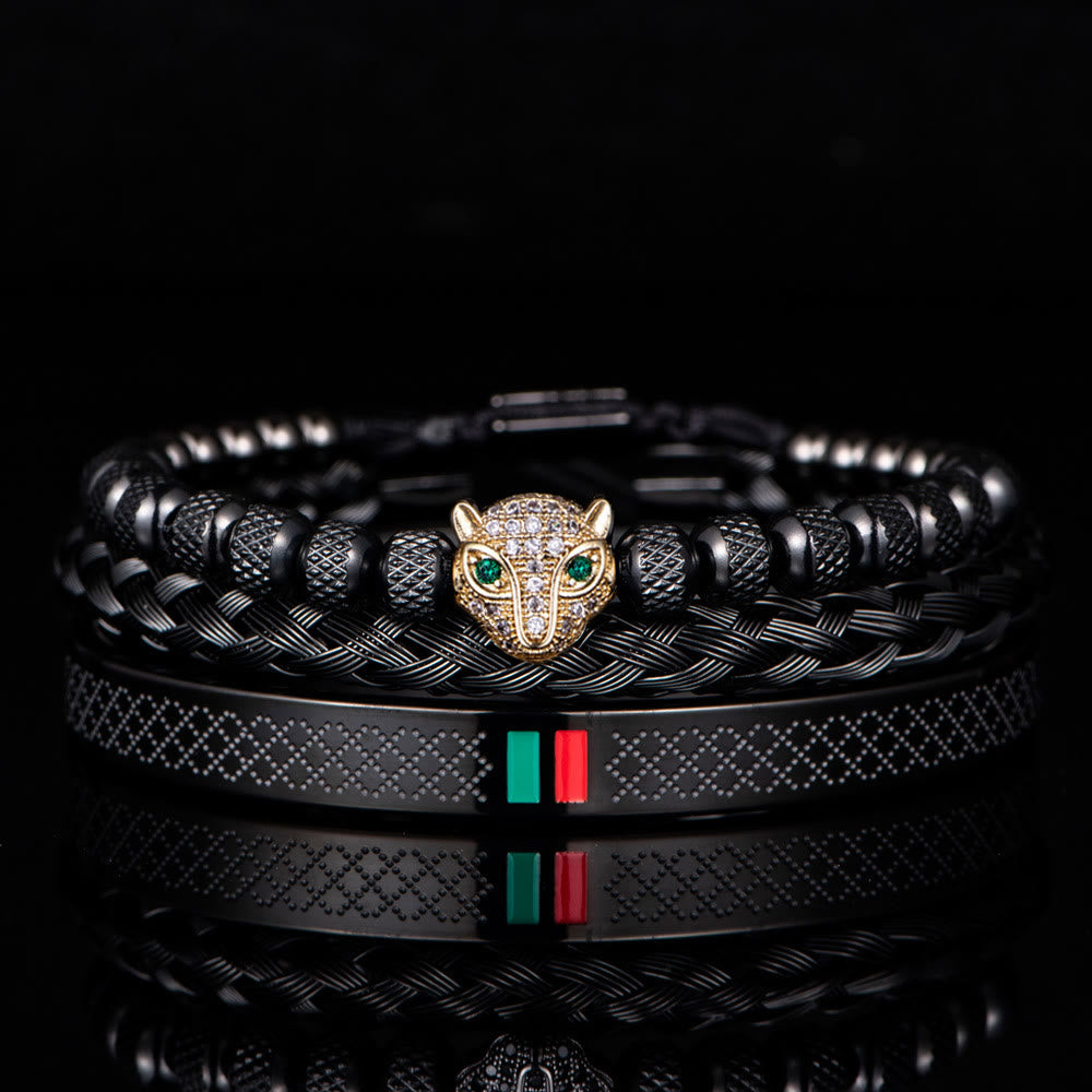 WorldNorse Pantherkopf-Armbandset