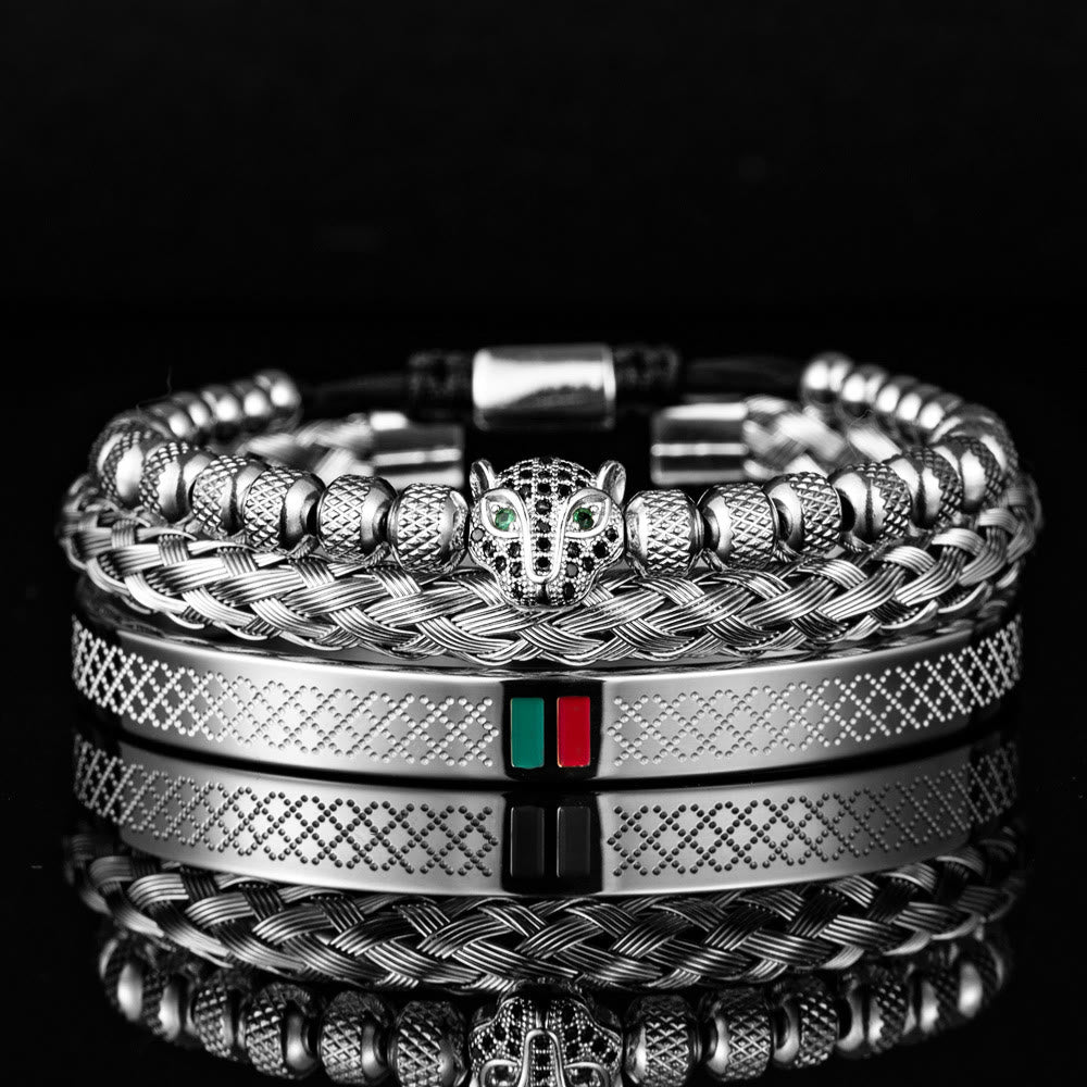 WorldNorse Pantherkopf-Armbandset