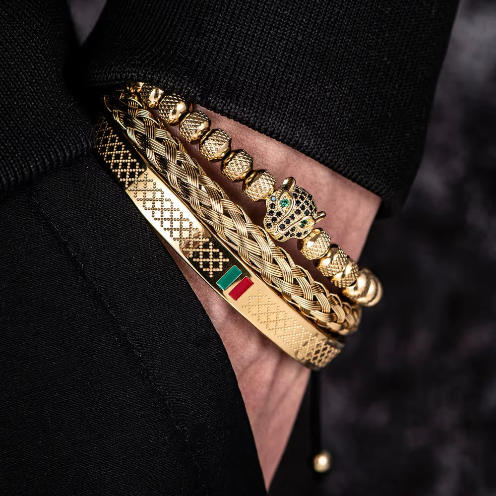 WorldNorse Pantherkopf-Armbandset