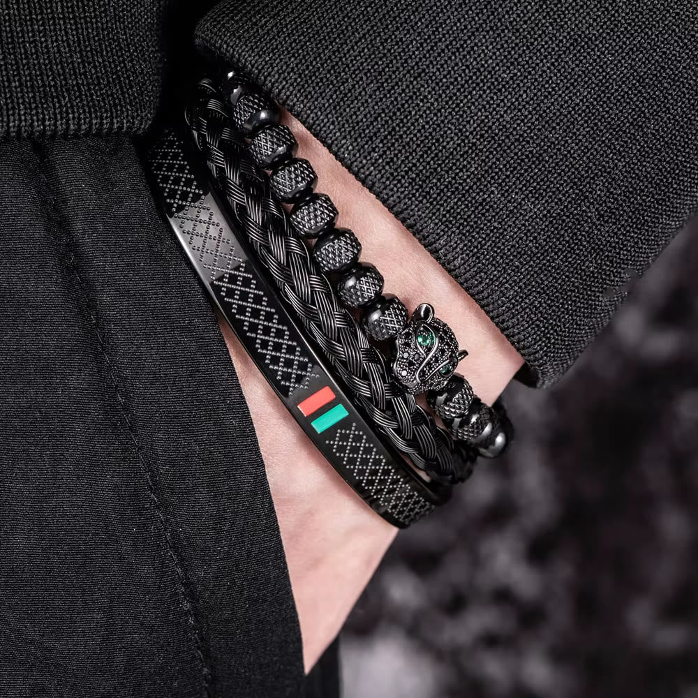 WorldNorse Pantherkopf-Armbandset