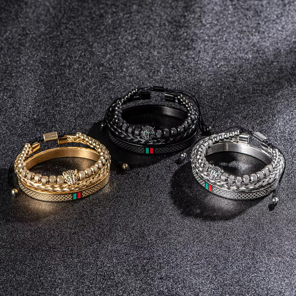 WorldNorse Pantherkopf-Armbandset
