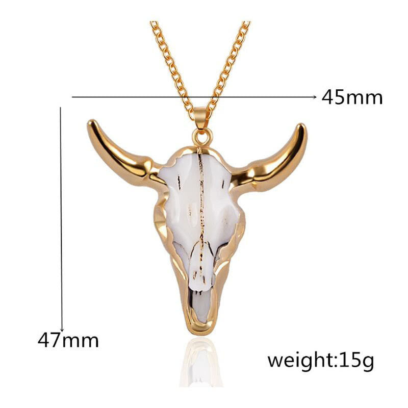 WorldNorse Gold weiße Longhorn Ochsen Halskette